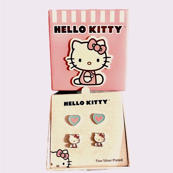 🎀 Hello Kitty Mix and Match Silver plated 2pc Stud Earrings Set Brand New 🎀 - Picture 2 of 9